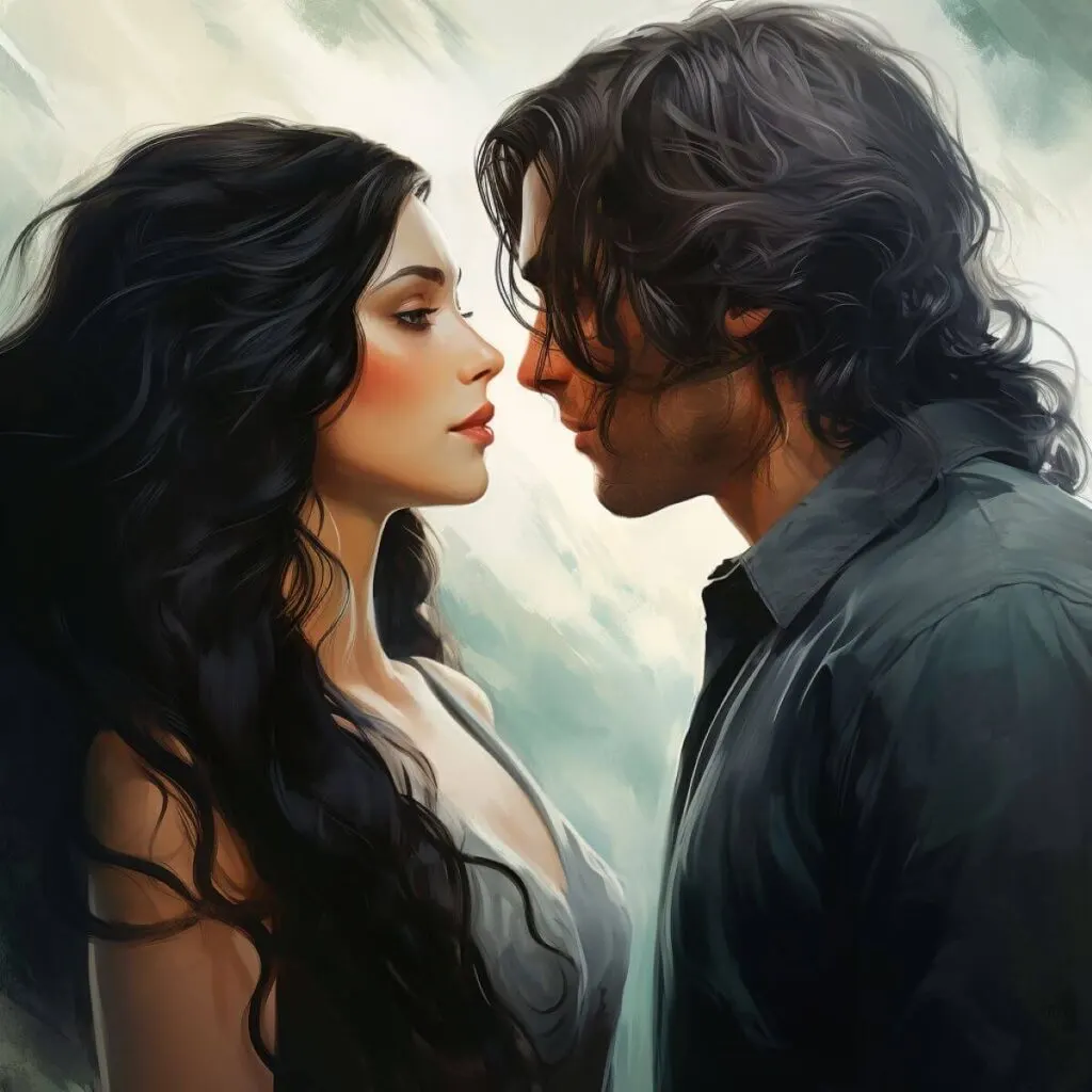 Beautiful woman with long hair cheating