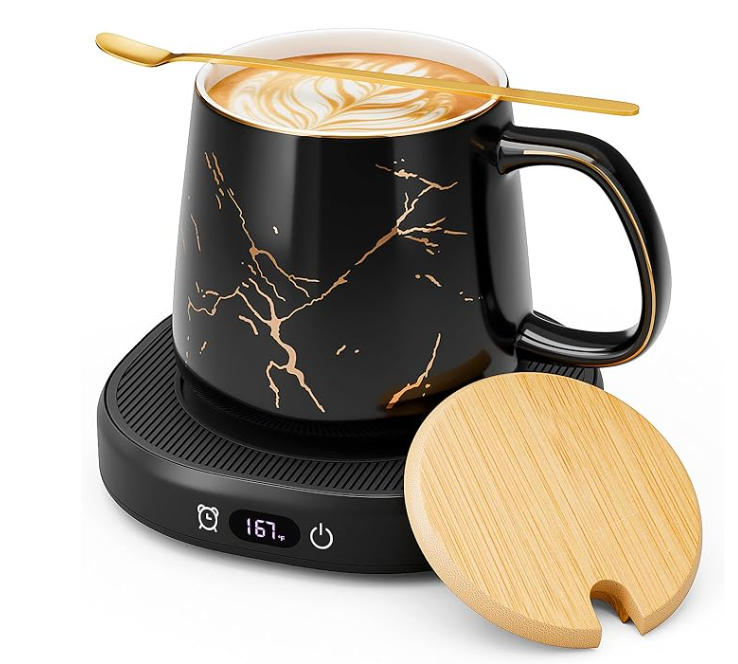 Coffee Mug Warmer & Luxury Marbling Mug Set