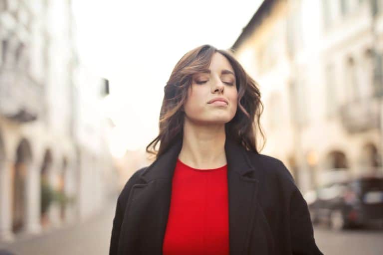 Portrait of a fashionable woman in Pordenone, Italy, showcasing style and elegance.